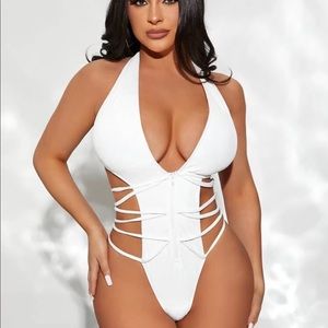 White one-piece swimsuit
